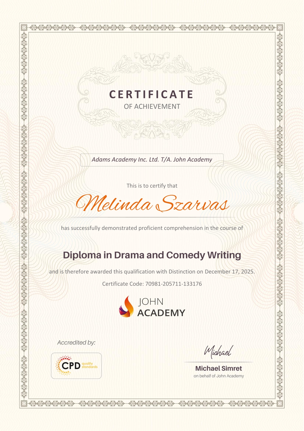 Diploma in Drama and Comedy Writing
